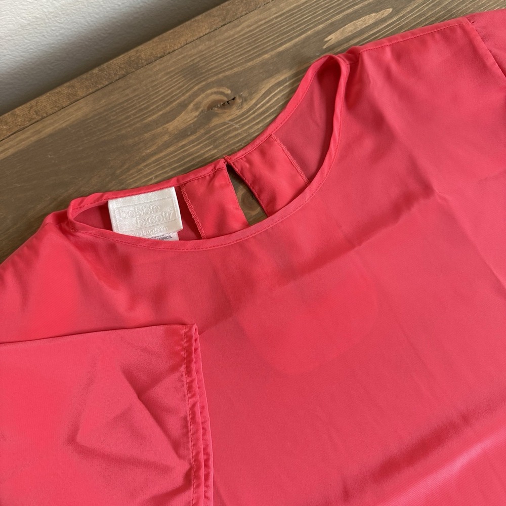 Bobbie‎ Brooks Womens Small Pink Short Sleeve Blouse Top Vintage Shoulder Pads